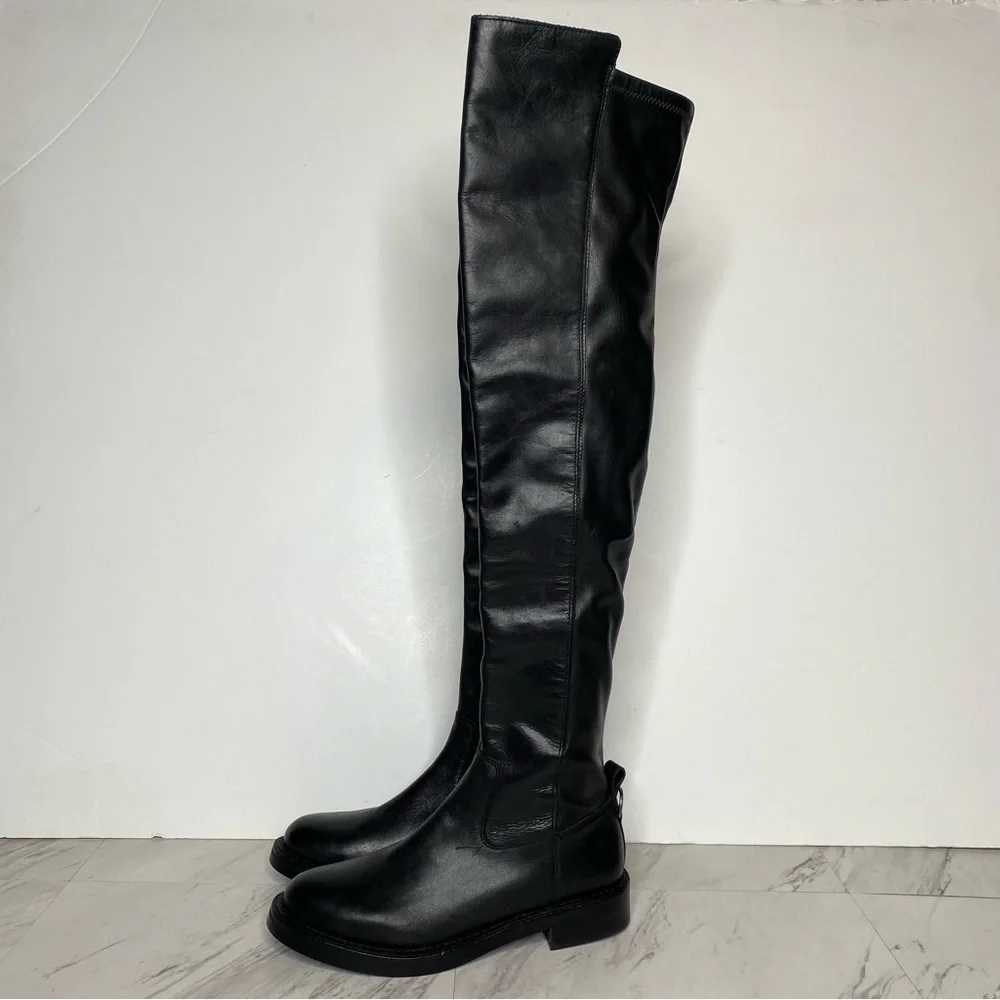 Sam Edelman Narisa Black Leather Over The Knee Boot 6 1/2 M